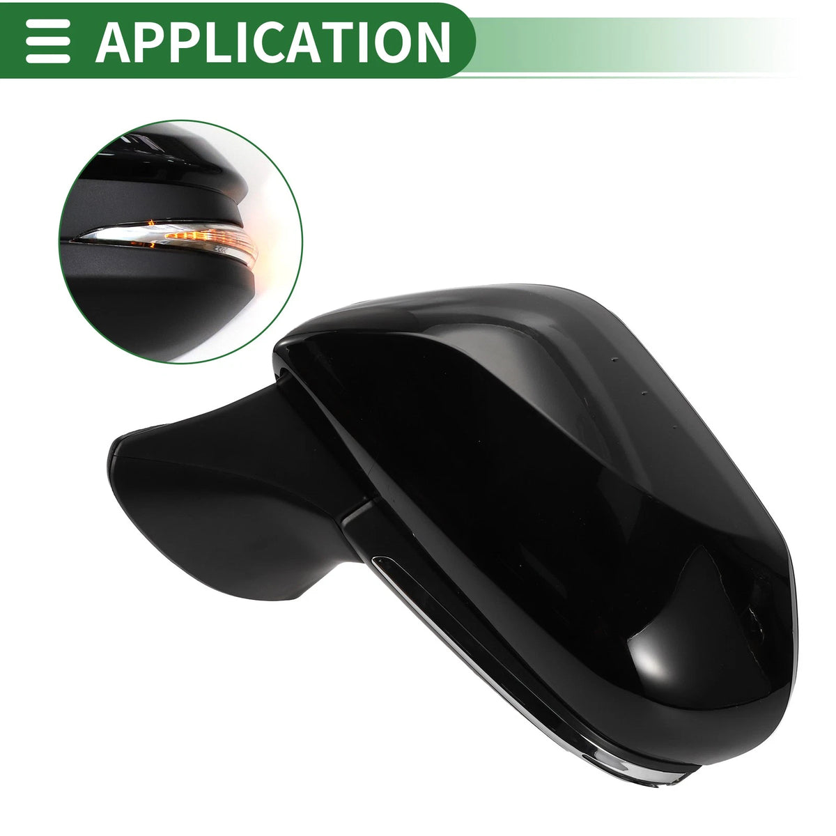 Left Side Door Mirror Replacement for Toyota Camry Manual Folding Gloss Black (2012–2018)
