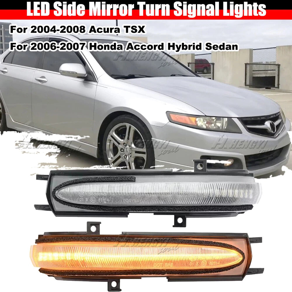 Clear LED Side Mirror Turn Signal Light for Honda Accord Hybrid Acura TSX (2004–2008)