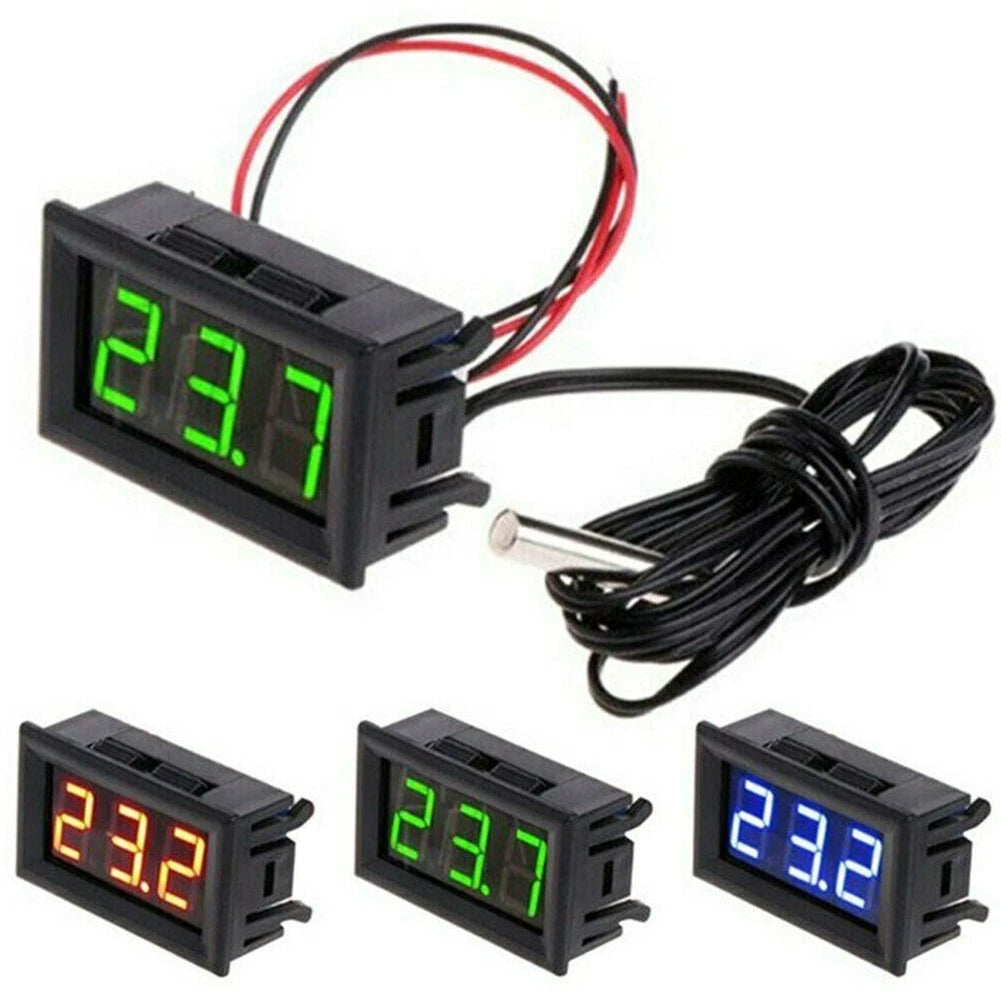 LED Digital Thermometer Temp Sensor Meter Probe for DC 12V (–50 ~ 110°C)