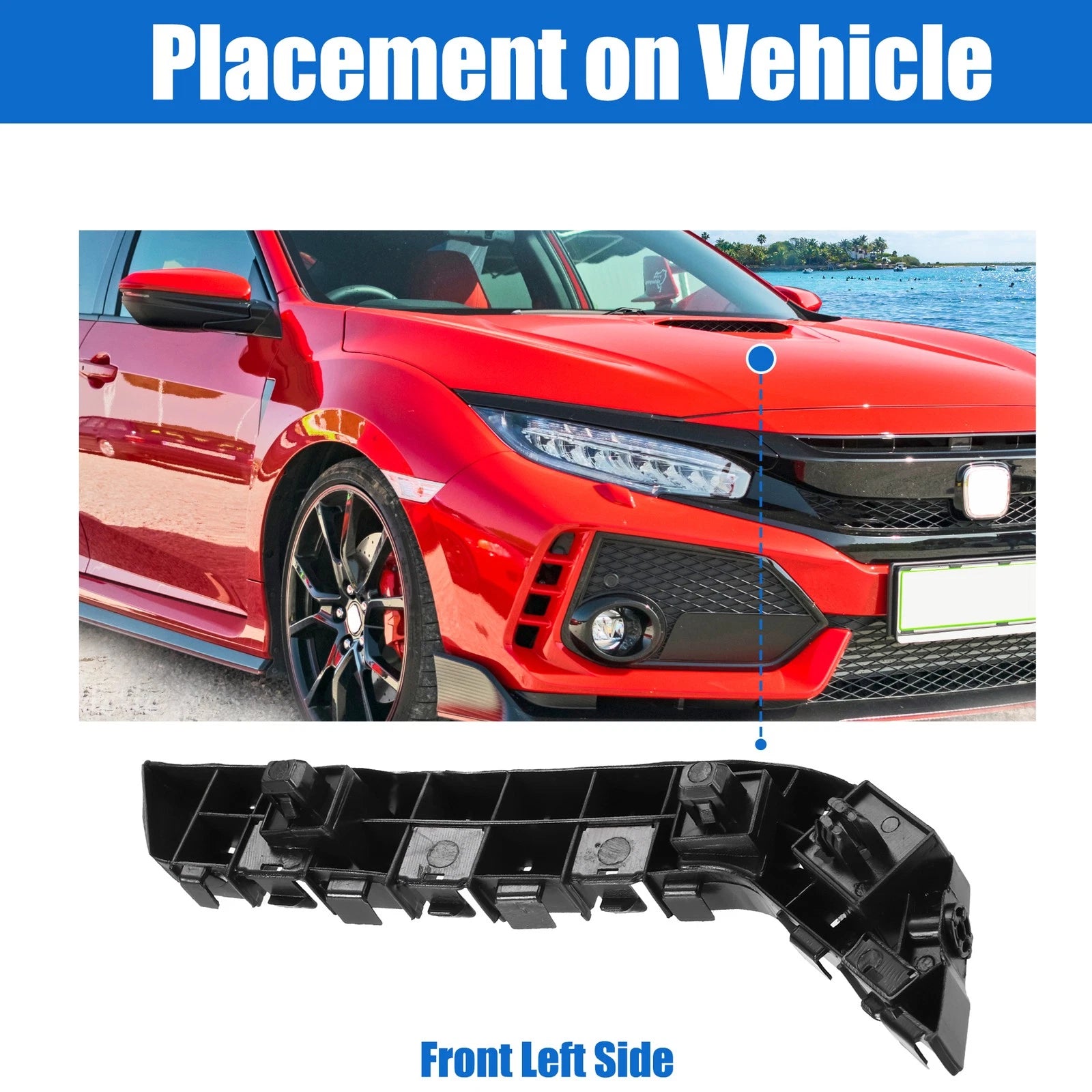Left Side Front Bumper Mounting Support Bracket for Honda Civic (2016–2020)