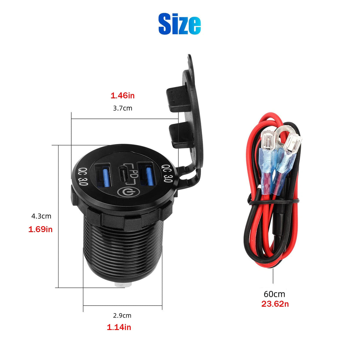 Triple USB Car Charger Adapter for Universal Vehicles (60W, Dual QC3.0 & PD)