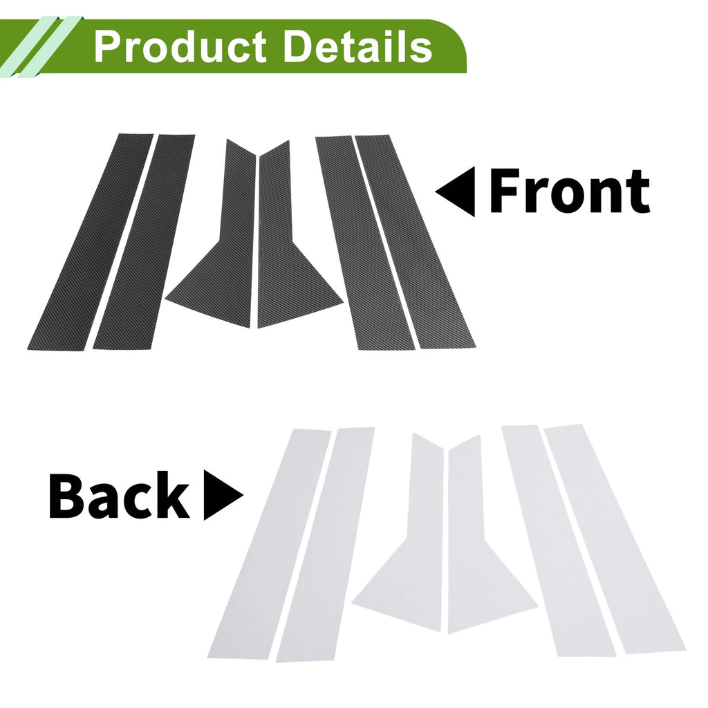 6 Pcs Pillar Window Trim Replacement for Chevy Trax 2024 Carbon Fiber Pattern