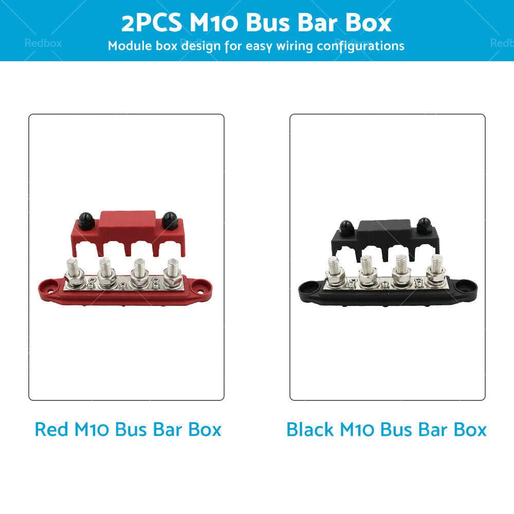 2X M10 250A DC 48V Power Distribution Terminal Block Bus Bar