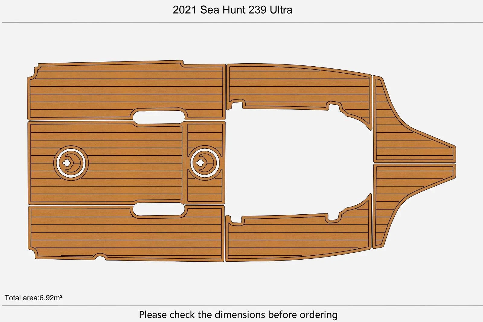 EVA Pads for Sea Hunt Ultra 239 (2021) - Foam Teak Deck Flooring Mat