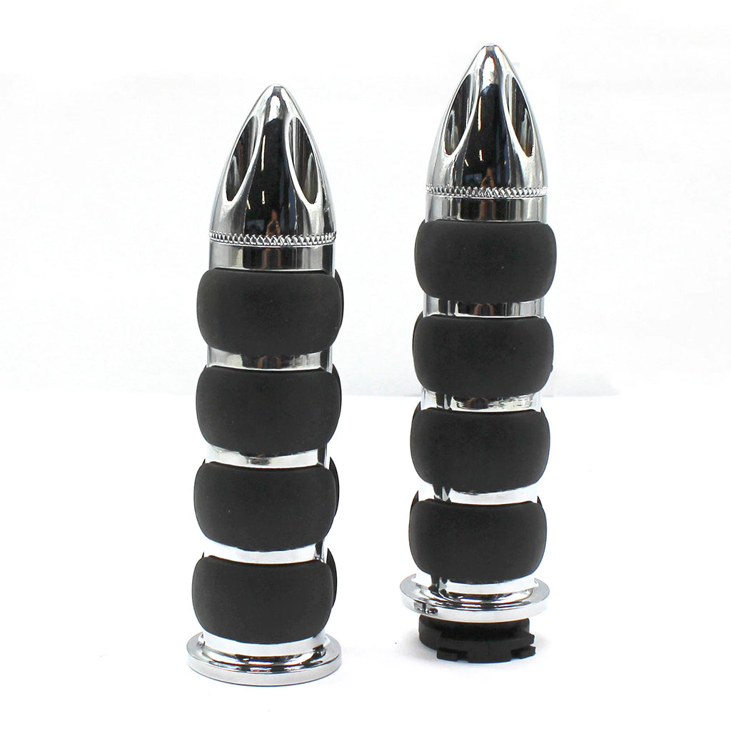 Chrome Motorcycle Handlebar Hand Grip with Black Rubber for Harley (Universal)
