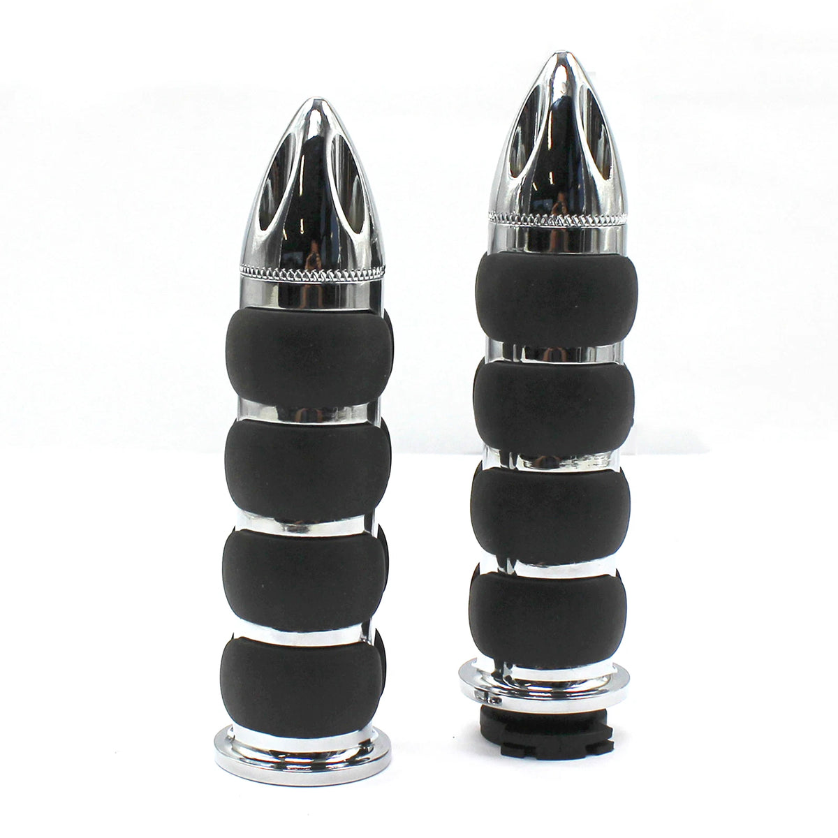 Chrome Motorcycle Handlebar Hand Grip with Black Rubber for Harley (Universal)