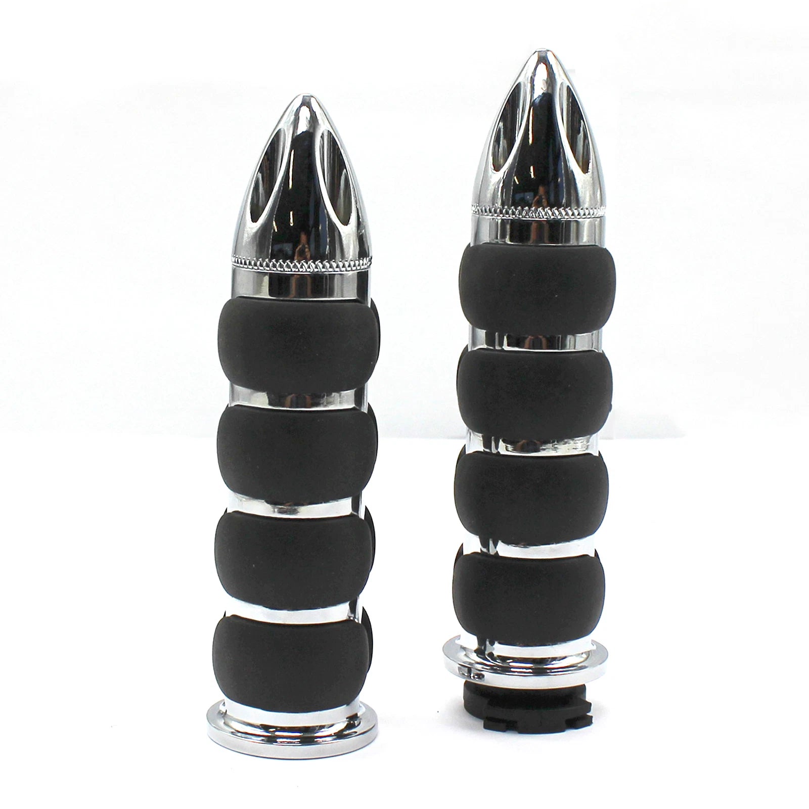 Chrome Motorcycle Handlebar Hand Grip with Black Rubber for Harley (Universal)