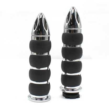 Chrome Motorcycle Handlebar Hand Grip with Black Rubber for Harley (Universal)