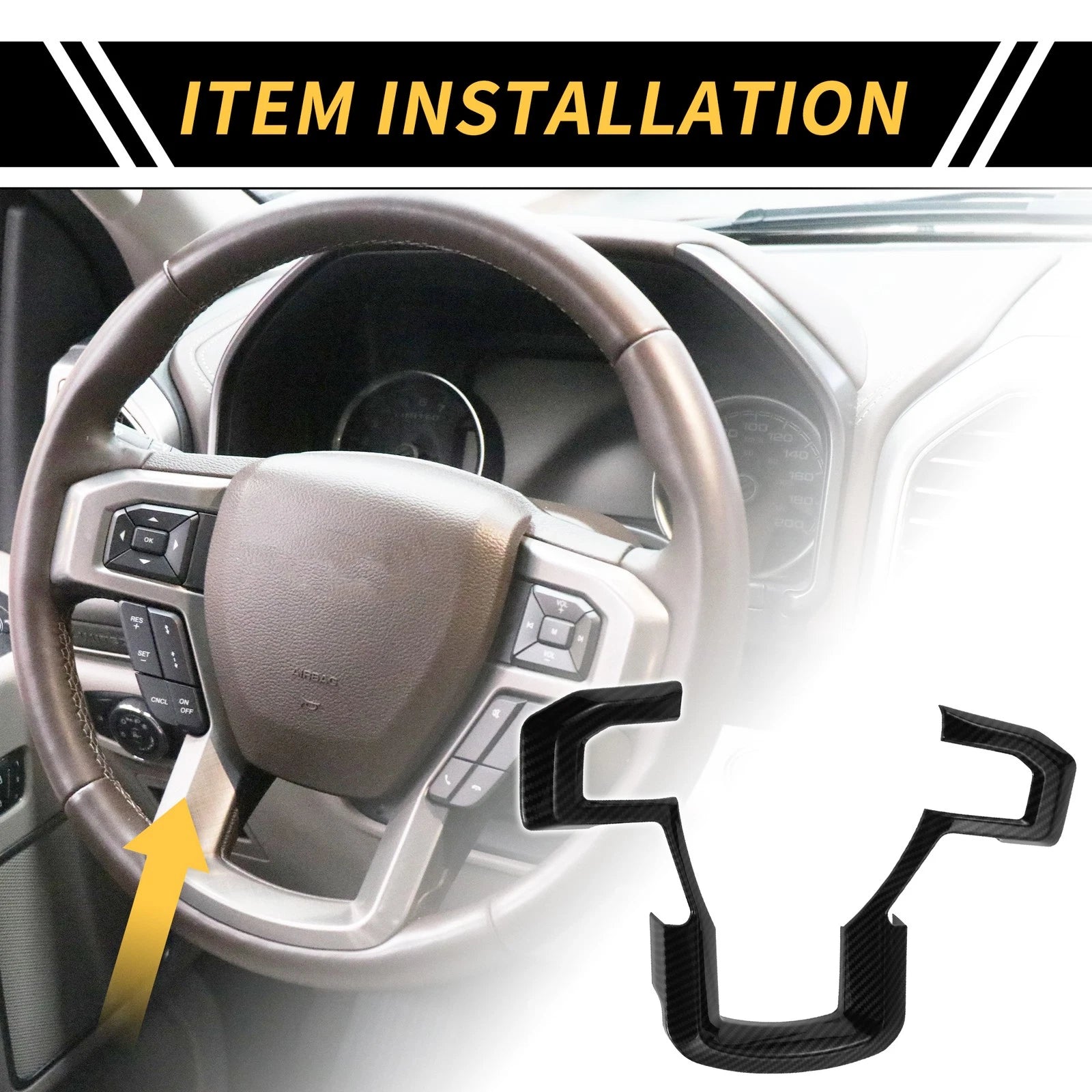 Steering Wheel Cover Trim Replacement for Ford F-150 (2015–2020) Black