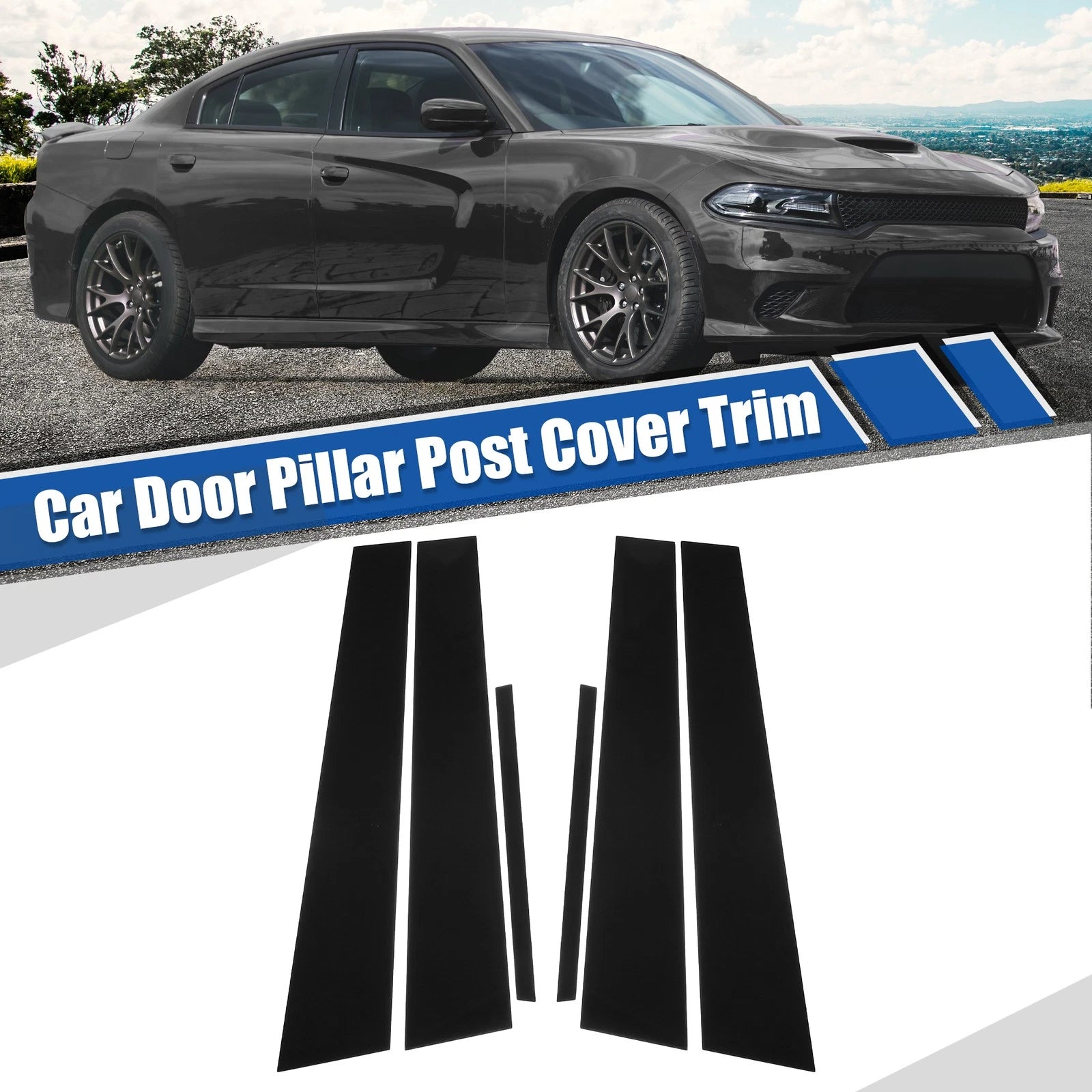 Window Pillar Posts Cover Glossy Black for Dodge Charger (2011–2021)