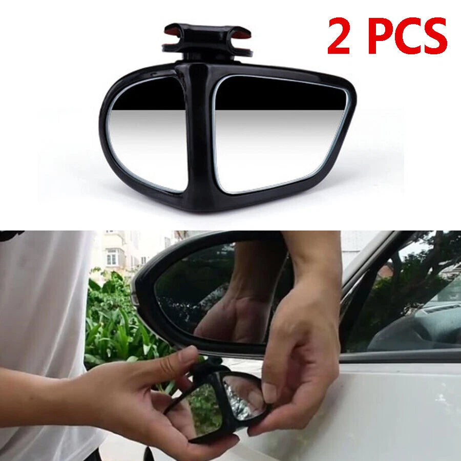 2 In 1 Car Convex Mirror&Blind Spot Mirror Adjustable Rear View Mirror Wheel L+R