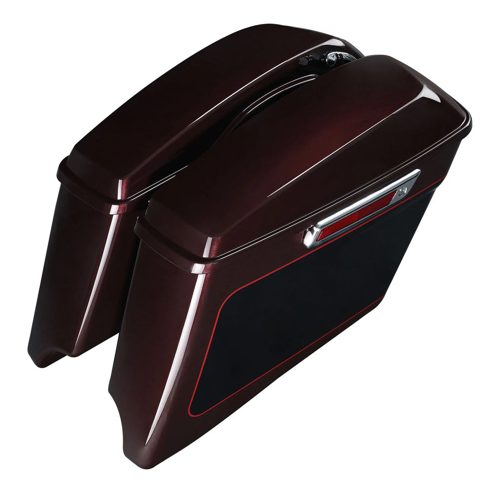 4" Stretched Saddlebag for Harley Touring (2014–Present) Midnight Crimson/Vivid Black