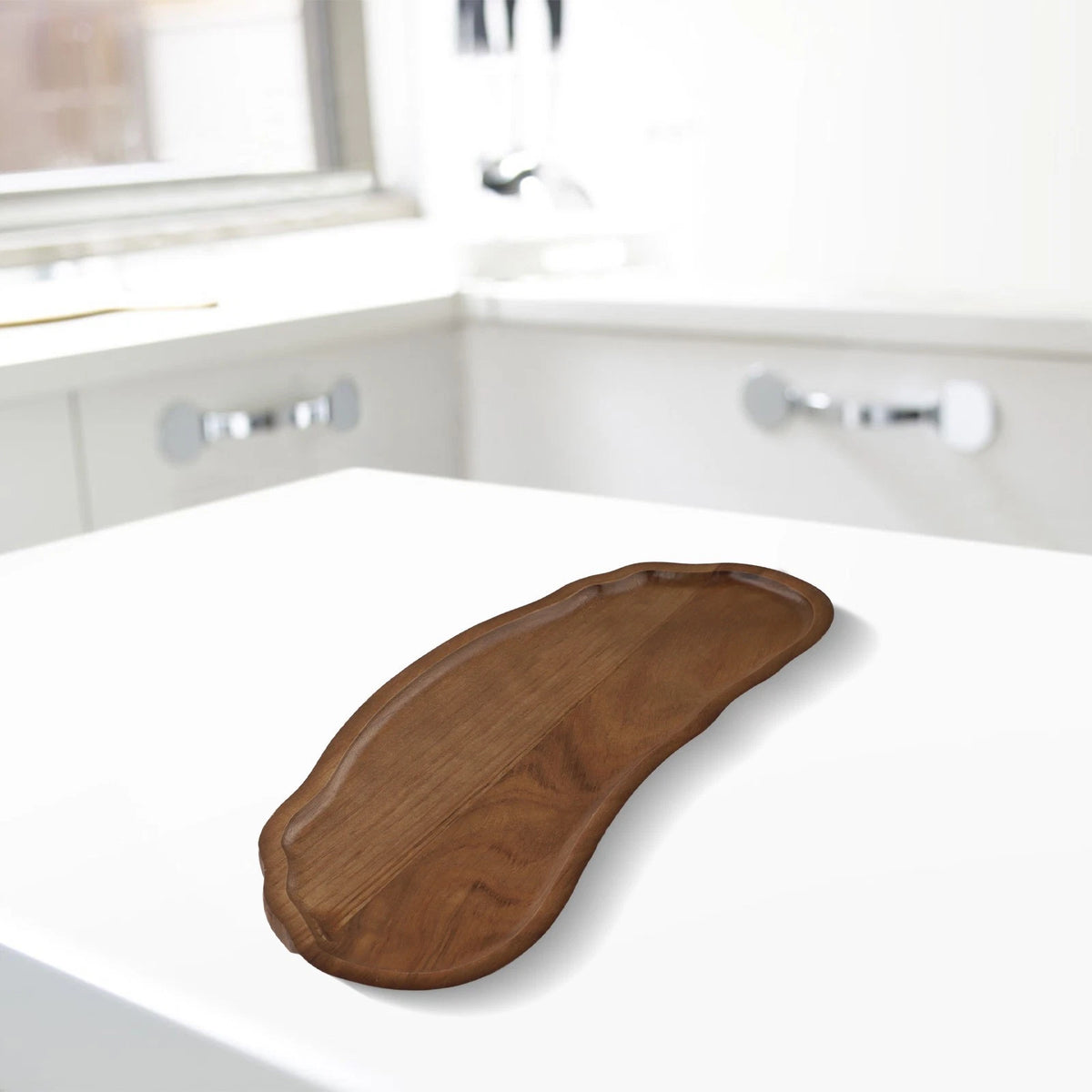 Natural Wood Irregular Oval Tray for Serving Dinner Snacks and Desserts