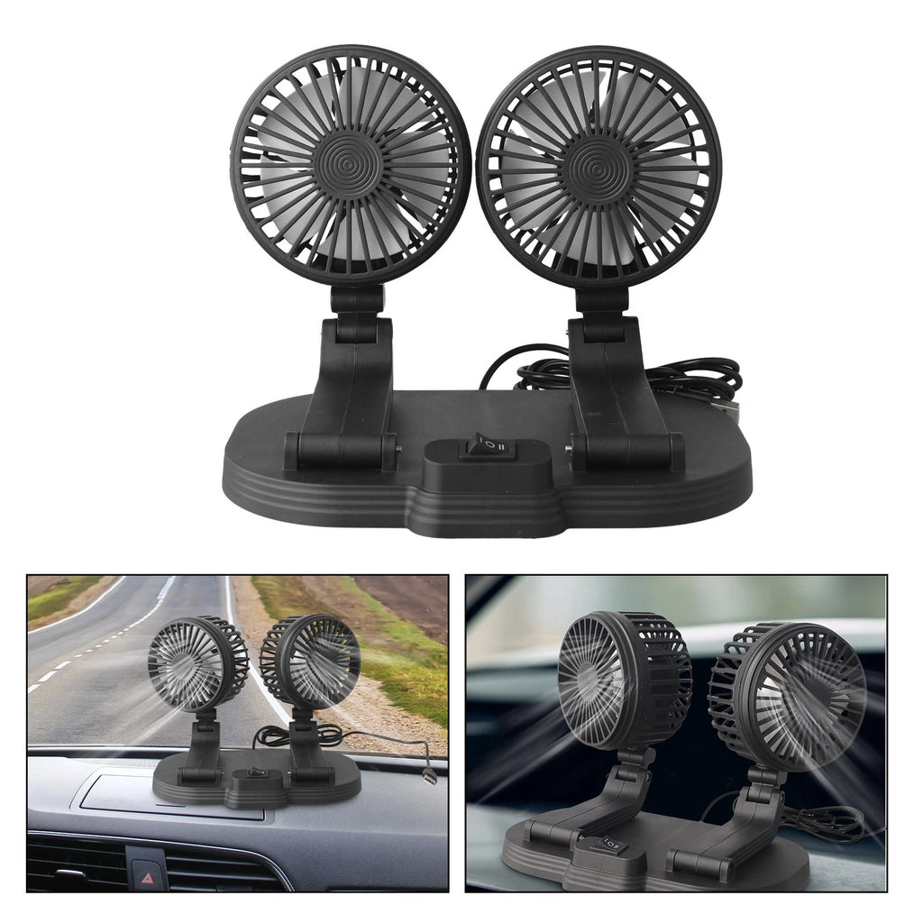 Dual Head Car Fan for Quick Cooling in Vehicles (Adjustable Angles)