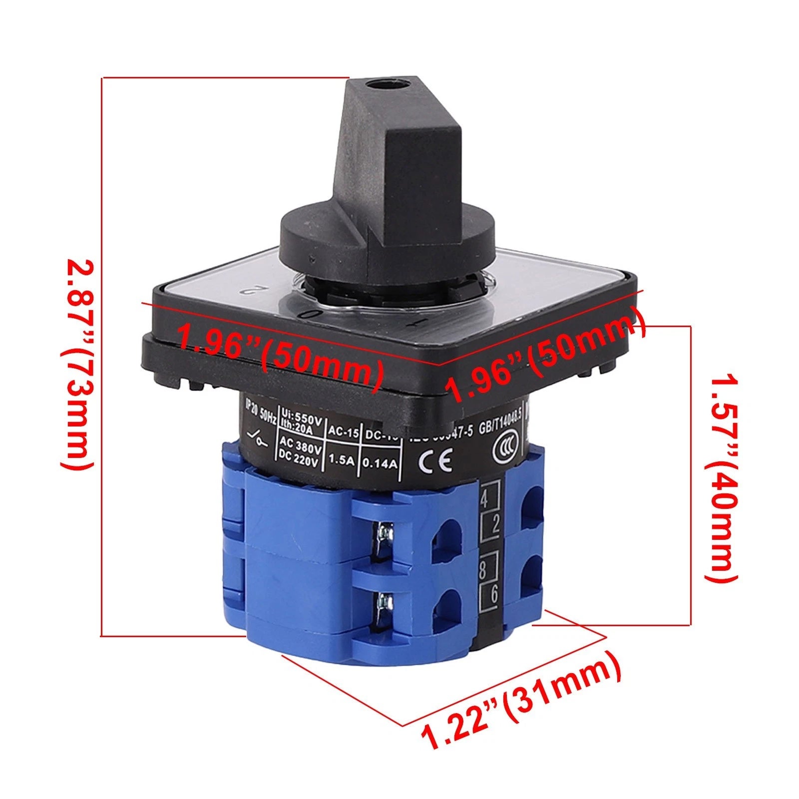 Changeover Switch Cam Selector 20A 3 Positions for