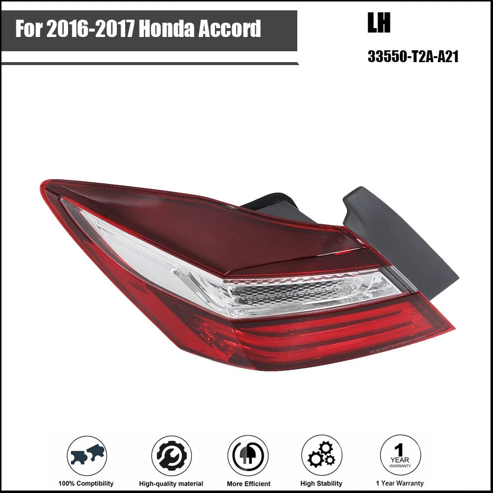 Tail Light Assembly for Honda Accord (2016–2017) Rear Left Red