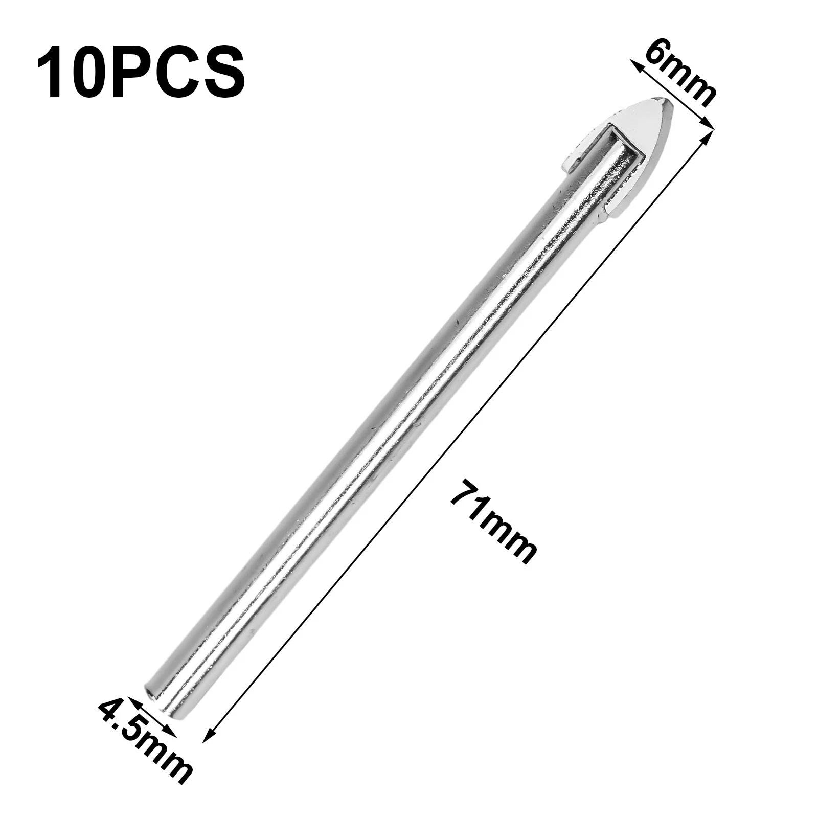 10pcs 6mm Tip Drill Bits for Glass and Ceramic Tiles