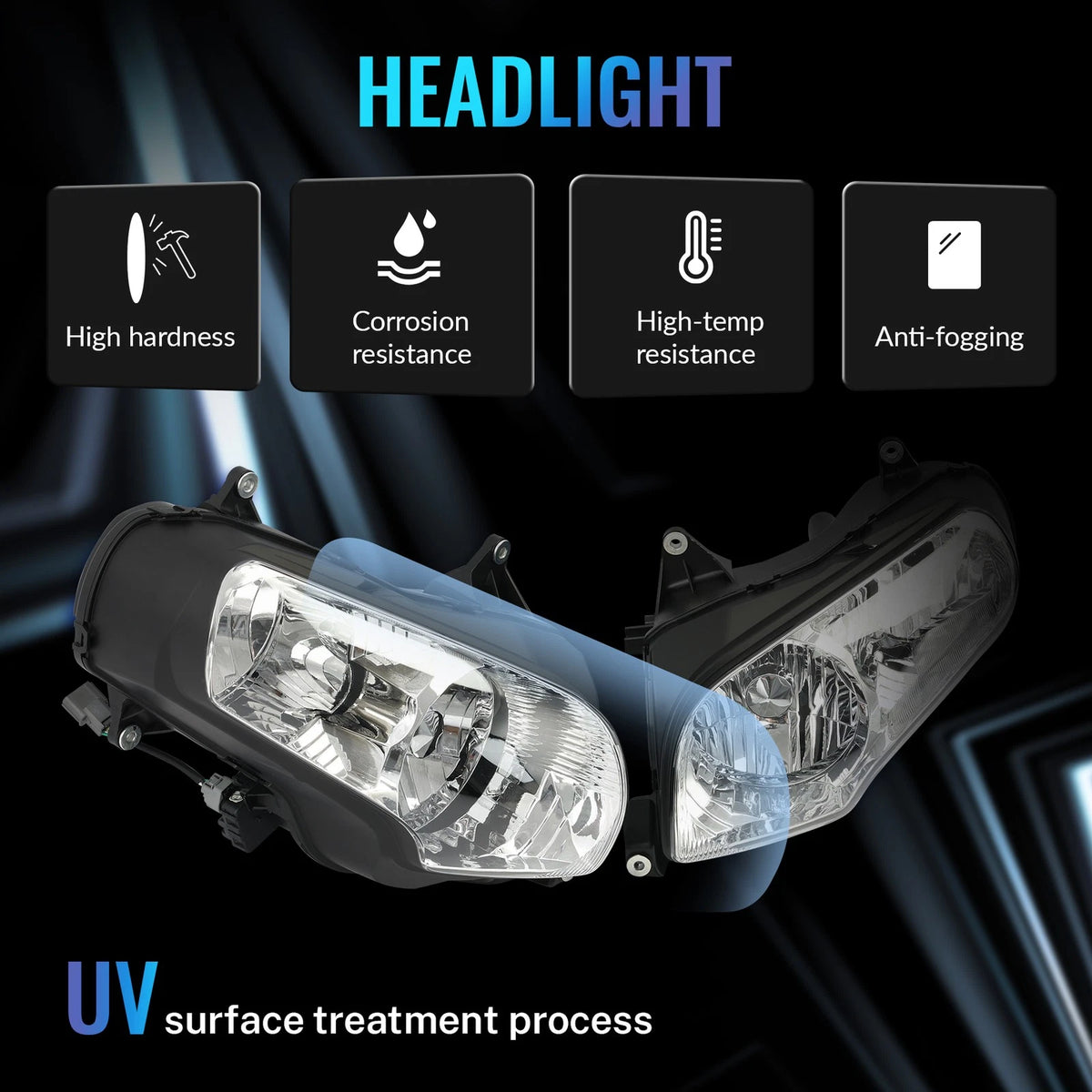 Front Headlight Lamp Assembly for Honda Goldwing 1800 GL1800 (2001–2011)