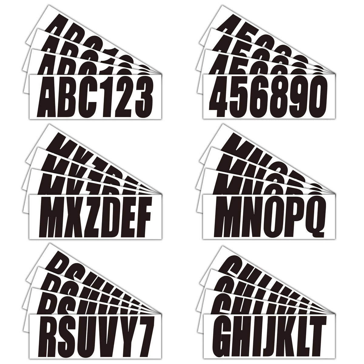 3" Black Alpha-Numeric Registration Stickers Decals for Boat