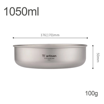 Set of 4 Stackable Titanium Plates and Bowls for Camping and Hiking