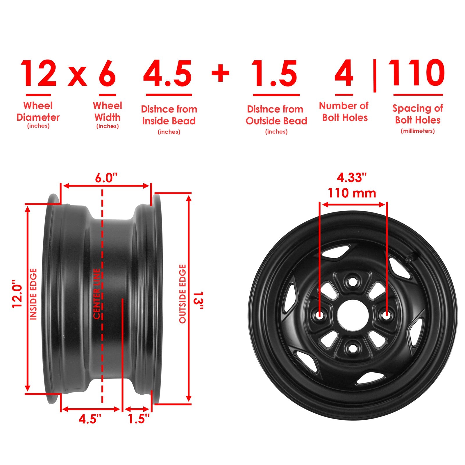 Front Wheel Rim Replacement for Honda Rincon 680 Forman 500 (2006–2012)