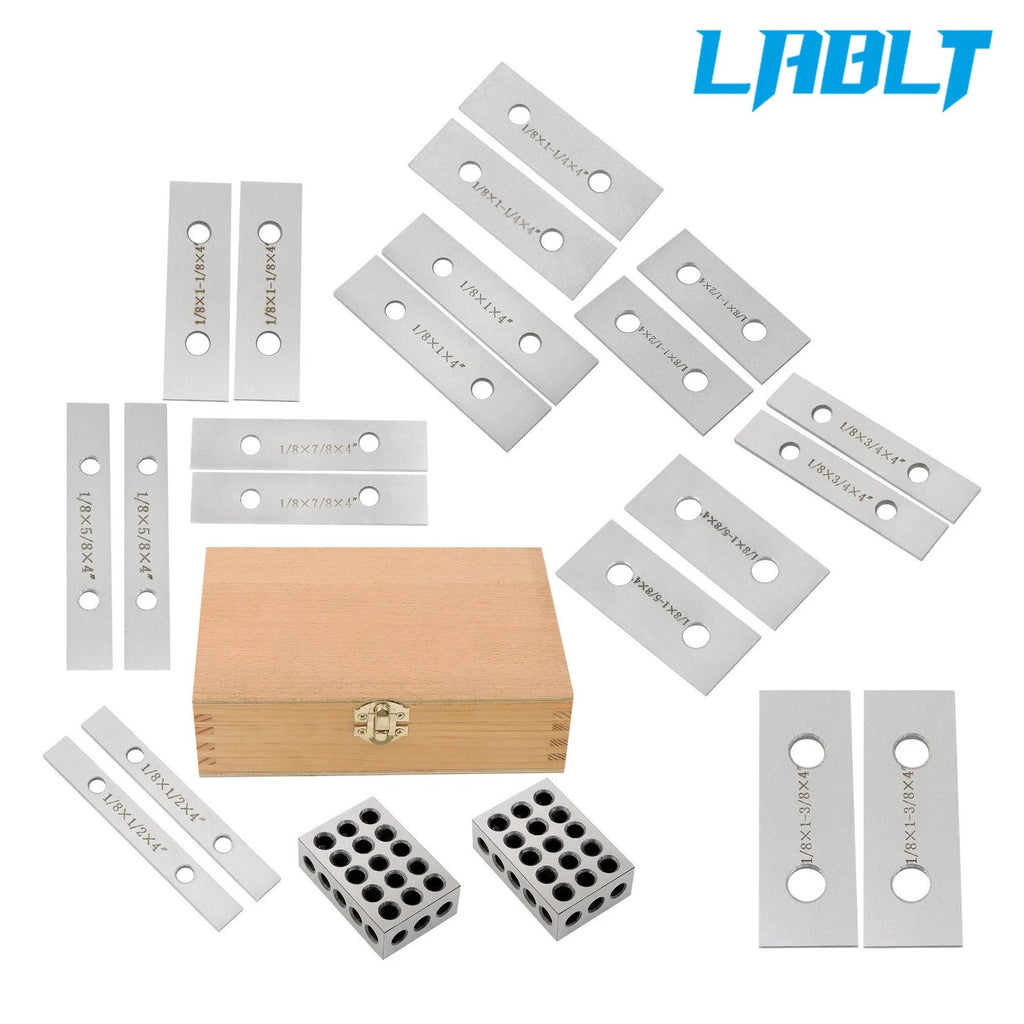 Matched Pair 1-2-3 Blocks for Precision Machining (23 Hole, 20Pcs 1/8×4")