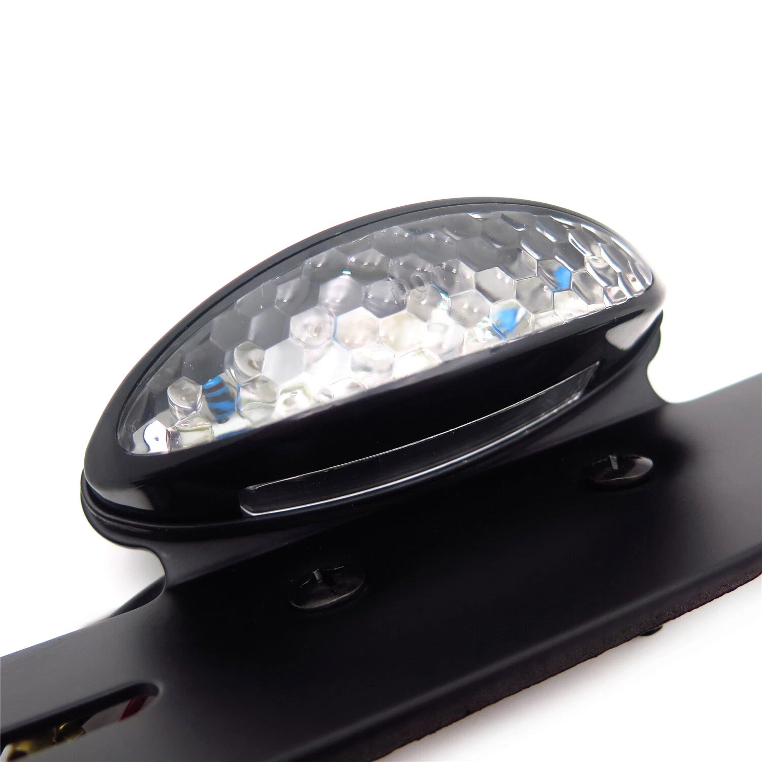 Cat Eye Tail Light License Plate Bracket for Motorcycle (Smoke Clear, Red)