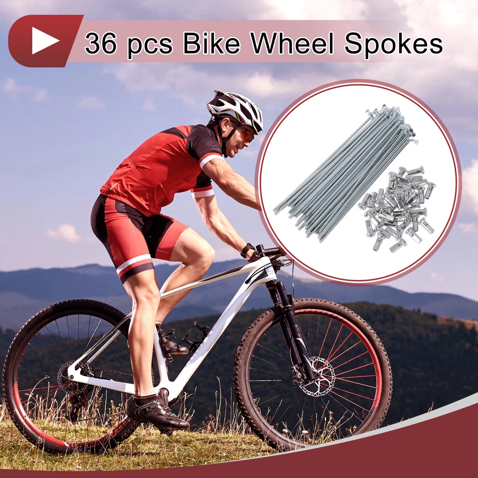 Bicycle Spokes 12G 127mm Steel Galvanized Set for 36 Spoke Wheels (—)