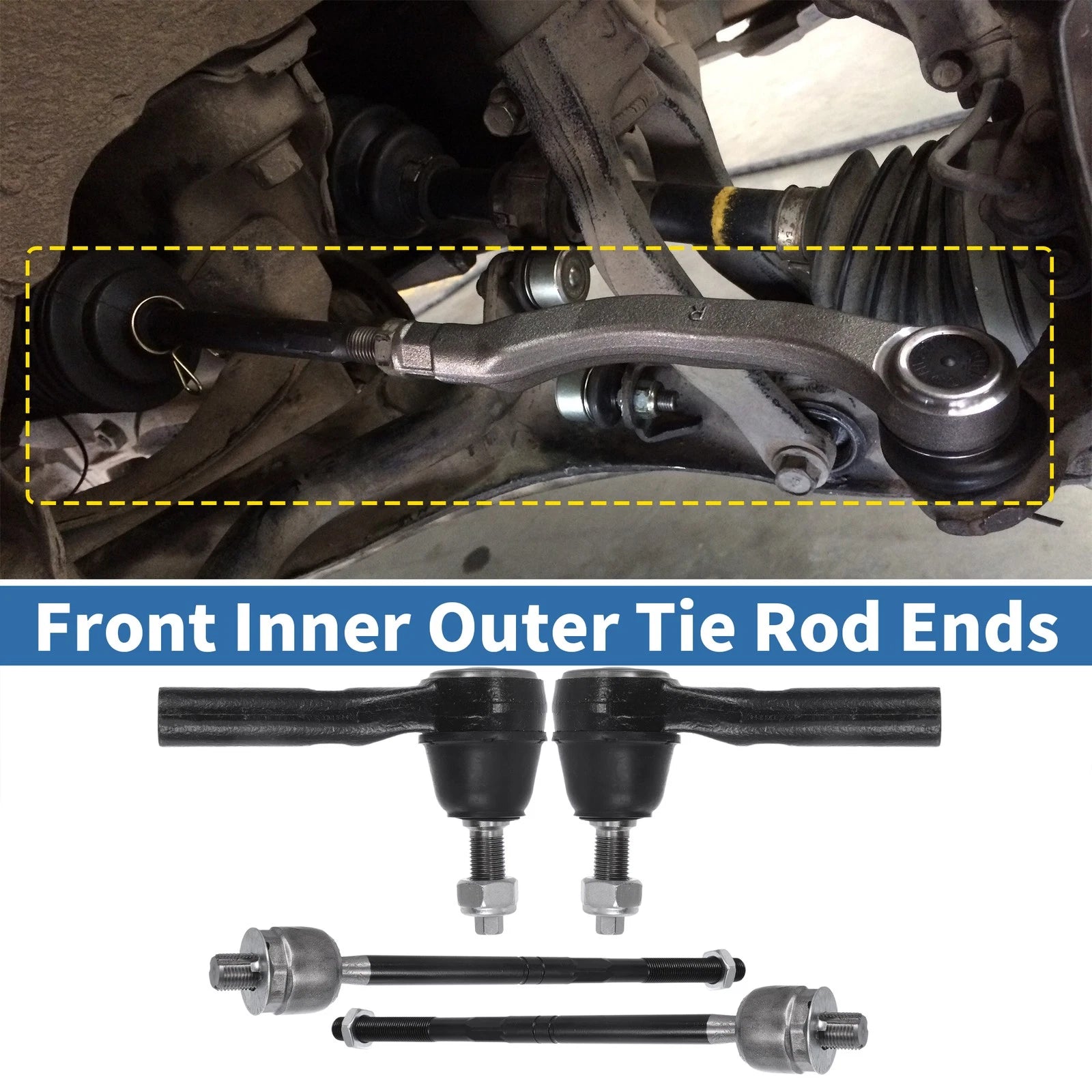 2X Front Outer Tie Rod End Links Kit for Ford Explorer (2006–2010)
