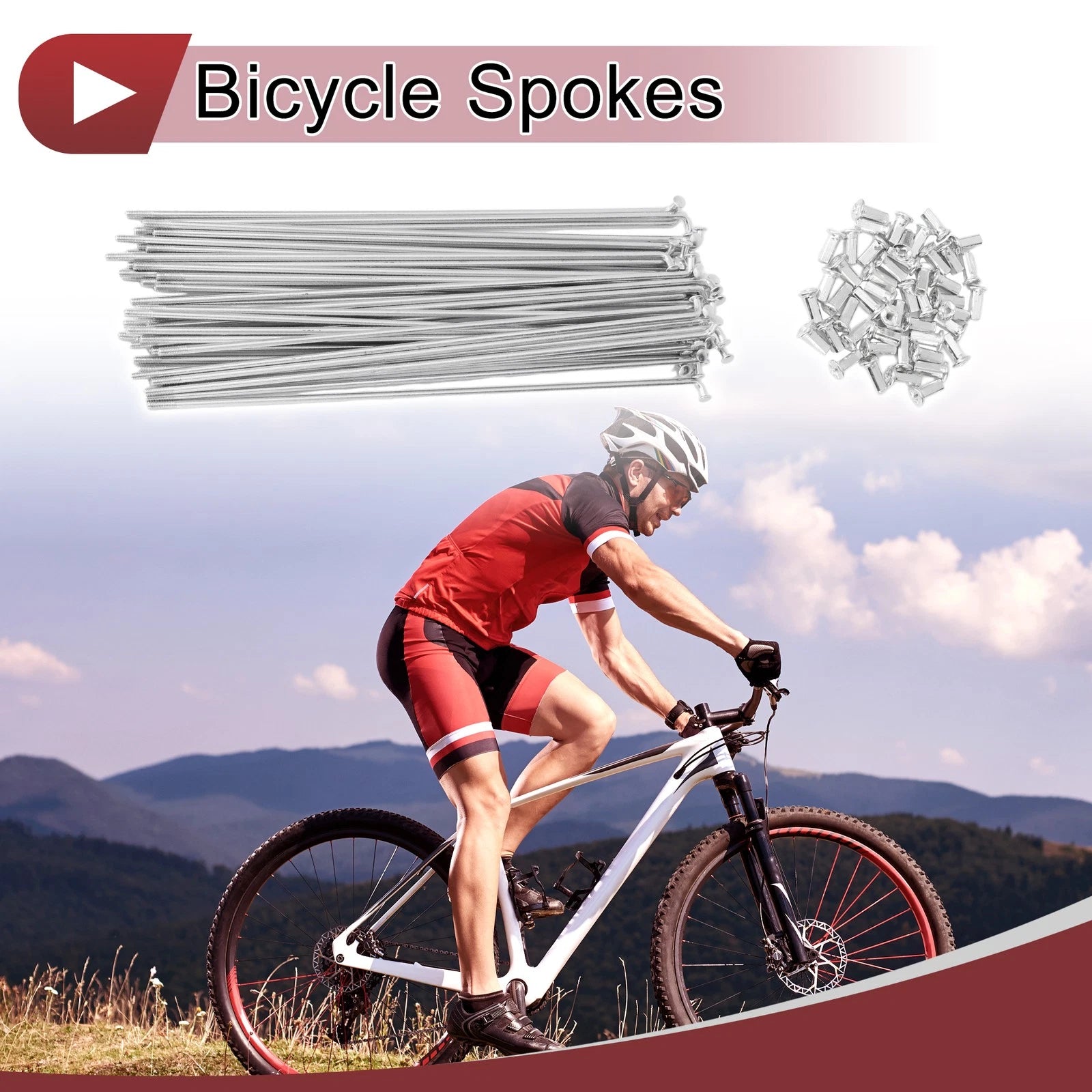 Bicycle Spokes Set 230mm Carbon Steel Galvanized for 10G Wheels (48 Count)
