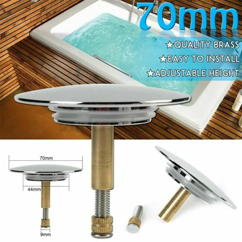70mm Brass Bathtub Drain Stopper Plug for Most Sinks & Tubs