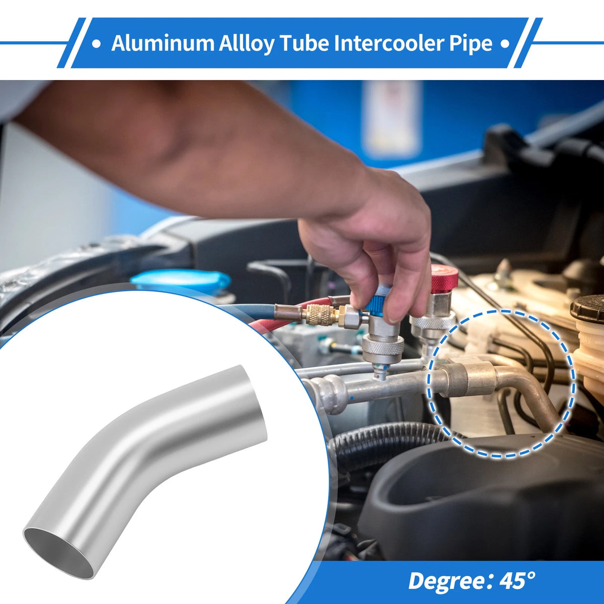 2.48"OD 45° Intercooler Pipe for Silver Tone