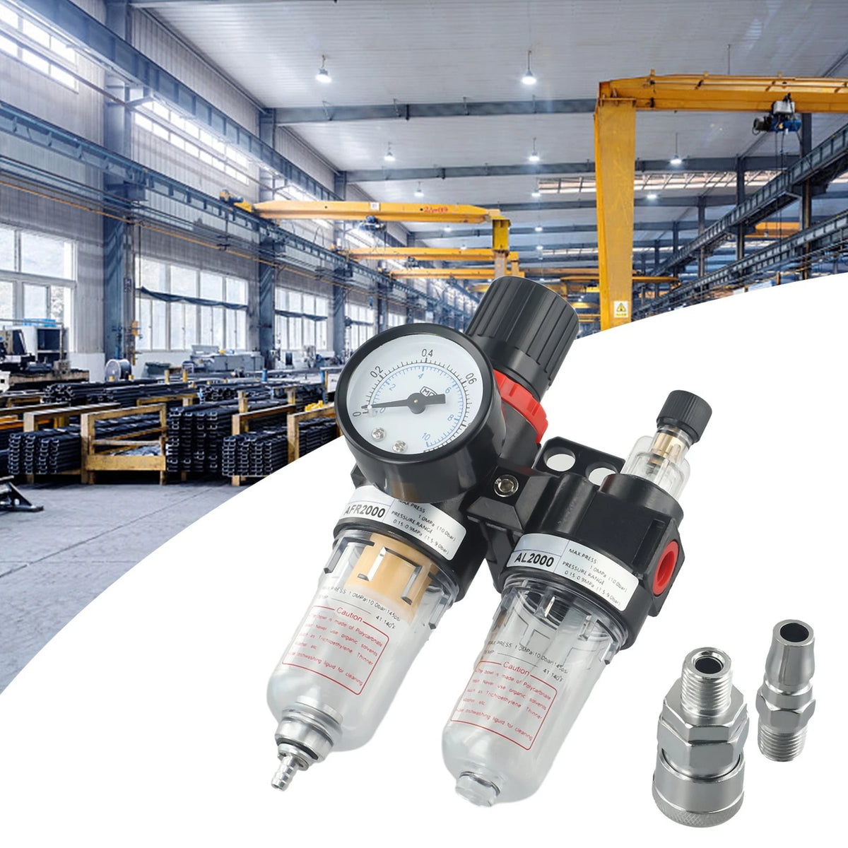 Air Compressor Filter Tool with Pressure Gauge for Automotive Use