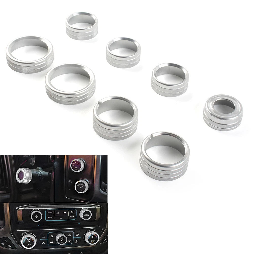 8x Air Conditioner Switch Button Knob Trim Silver for GMC Sierra (2014–2018)
