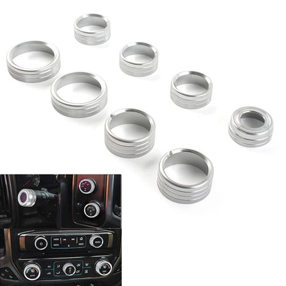 8x Air Conditioner Switch Button Knob Trim Silver for GMC Sierra (2014–2018)