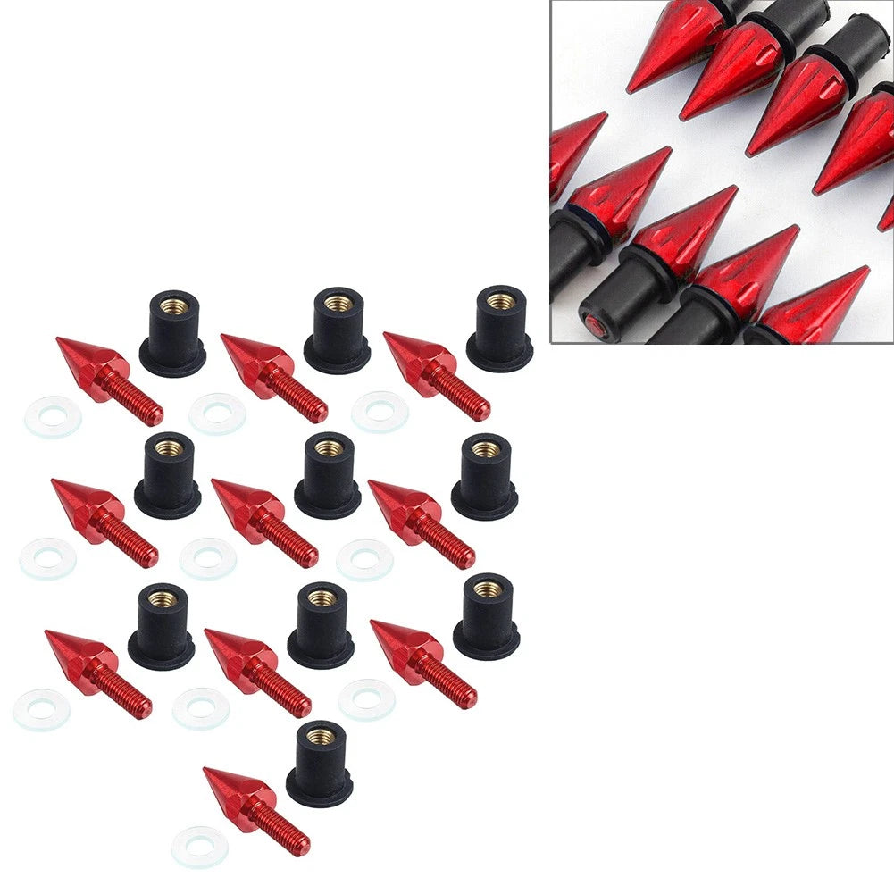10x Red Windscreen Windshield Motorcycle Spike Bolts 5MM Wind Screen Bolt Screw