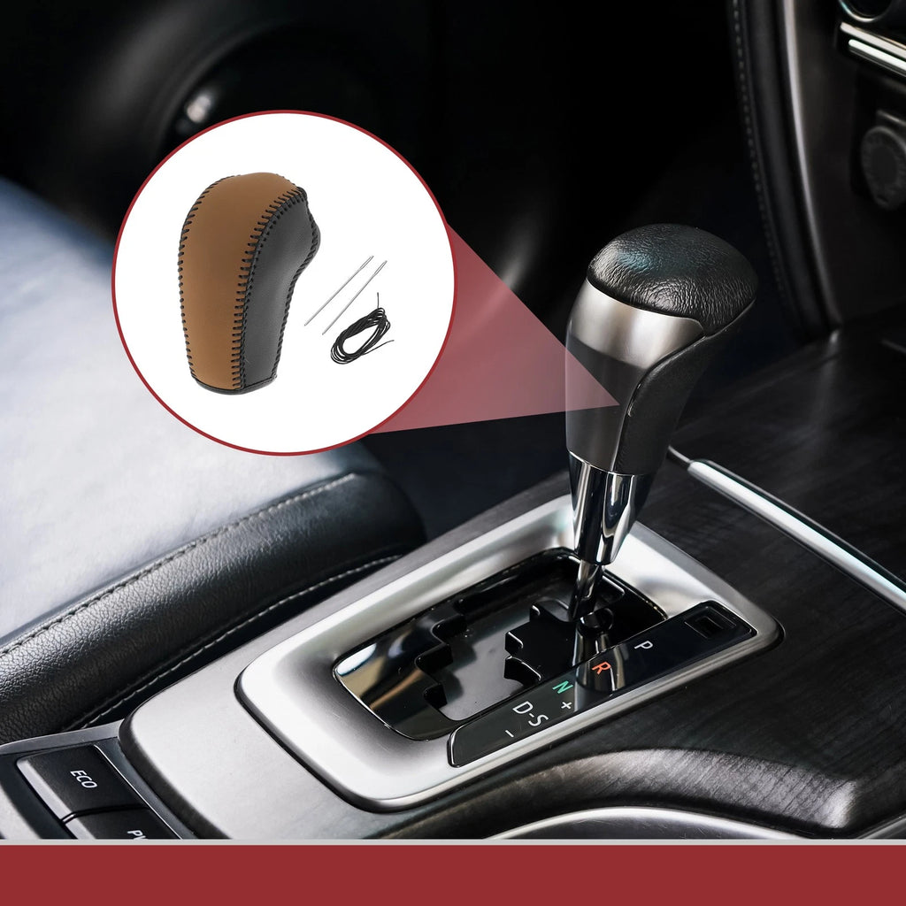 Gear Shift Knob Cover for Subaru Forester (2014–2017) Black Brown