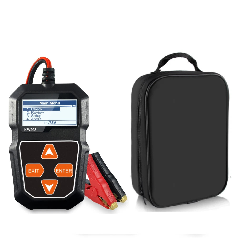 KW208 Battery Tester for 12V Vehicles (Battery Health, CCA, Cranking)