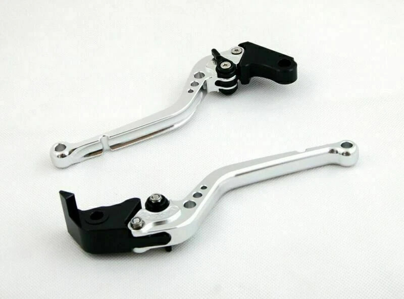 Long Brake Clutch Levers for Kawasaki ZX636R ZX6RR (2005–2006) Silver T9
