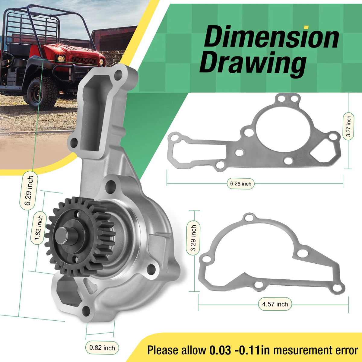 Water Pump w/ Gaskets for Kawasaki Mule 4010 Trans KAF620 (2009–2024)