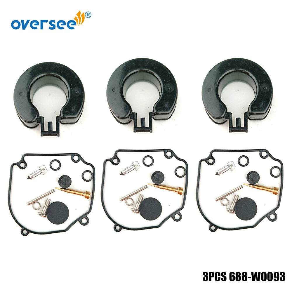3X Carburetor Repair Kit for Yamaha Outboard 75-90HP (688-W0093, 688-W0093-00)