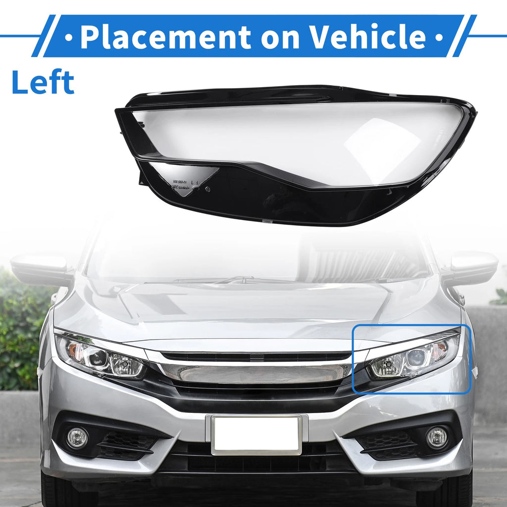 Headlight Lens Cover Front Left Replacement for Audi A6 (2016–2018)