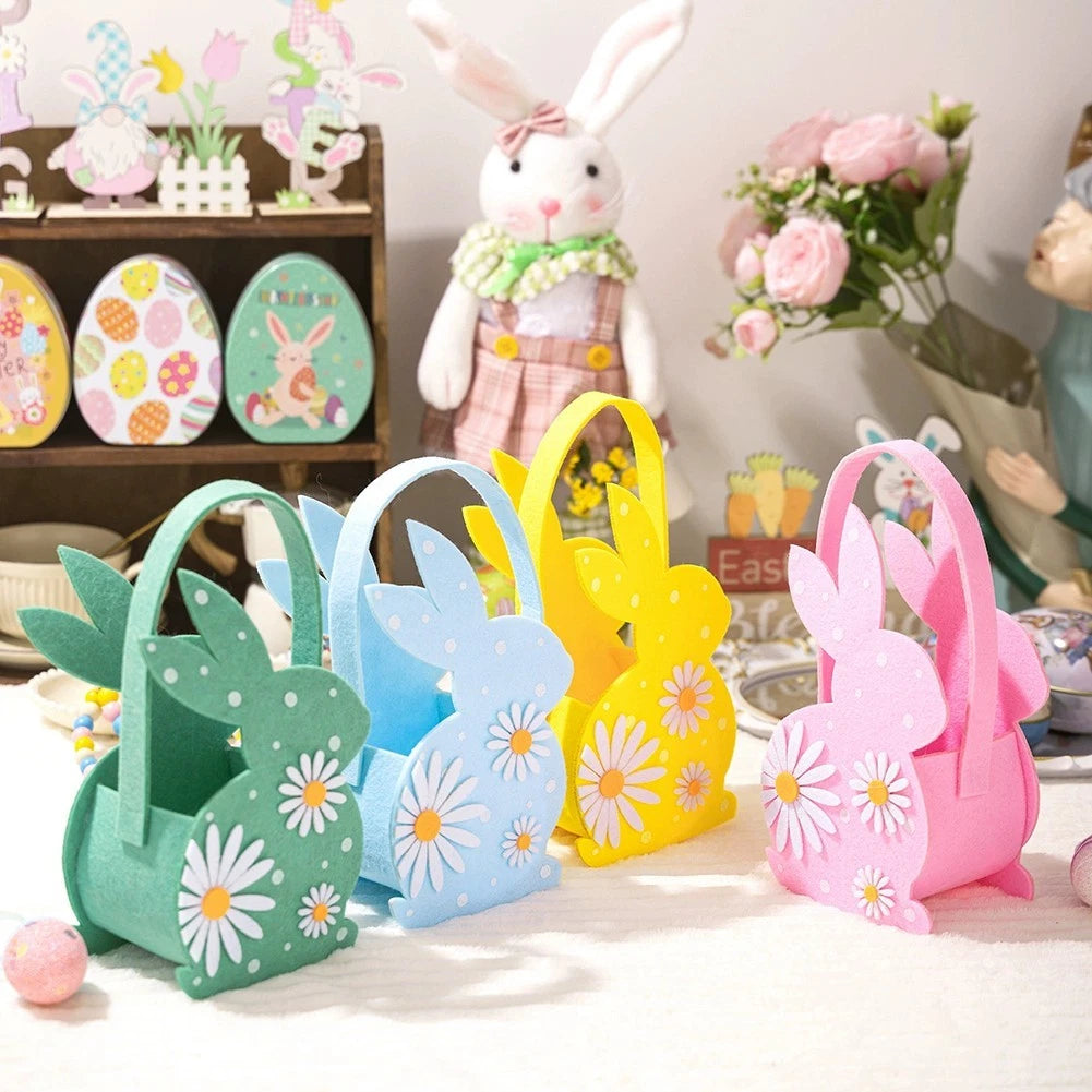 Easter Felt Basket with Handle for Candy Collection