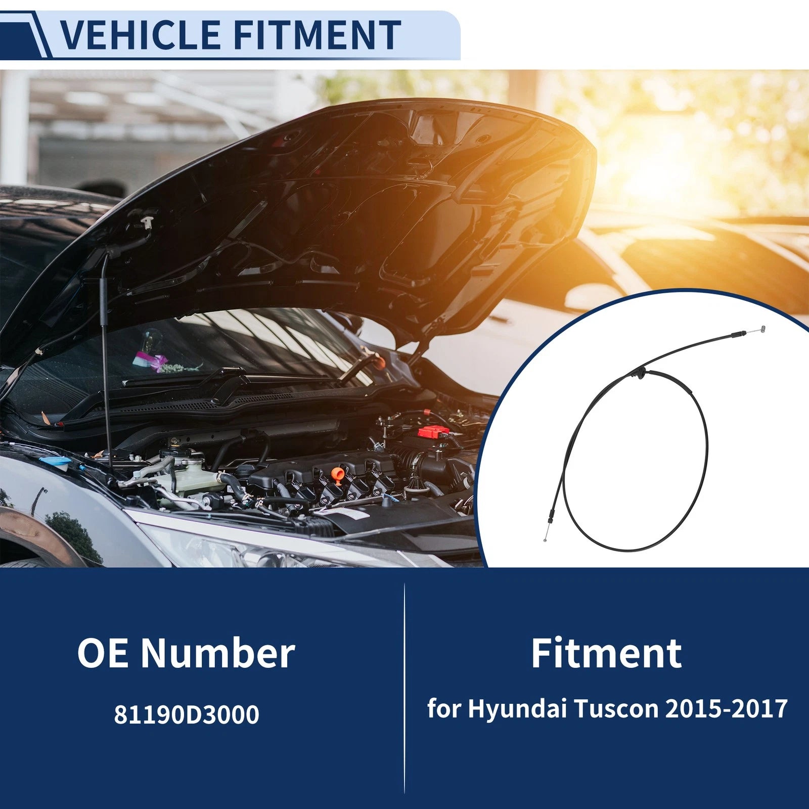 Hood Latch Release Cable Replacement for Hyundai Tucson 2015–2017