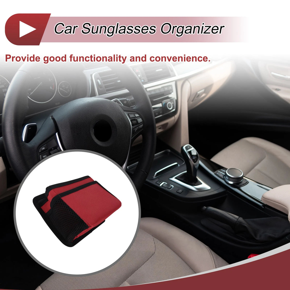 Sunglasses Holder for Car Door Side Seat Back (1 Pcs) - Oxford Cloth Red