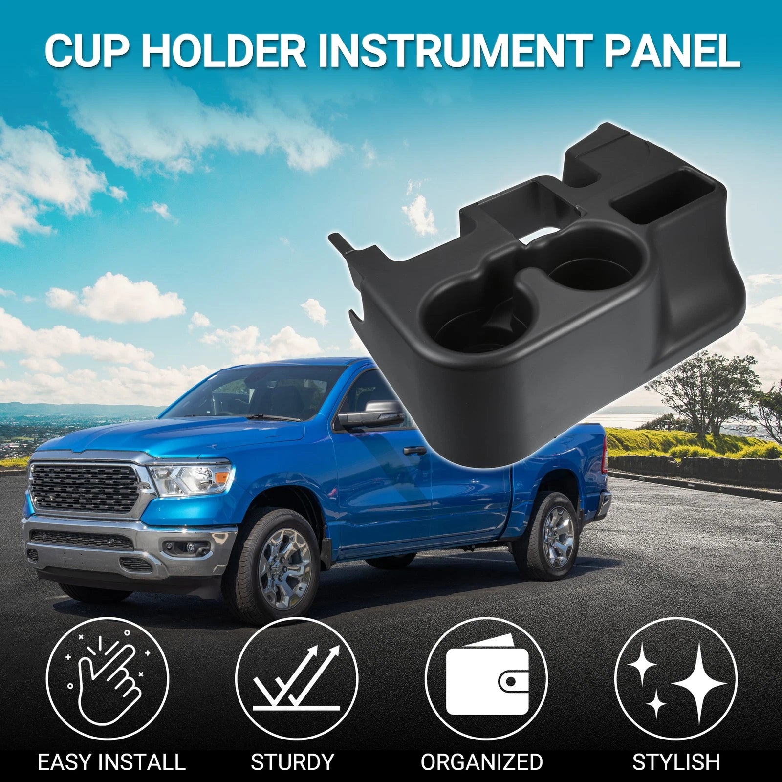 Cup Holder Front for Dodge Ram 1500 (1999–2001) Replacement
