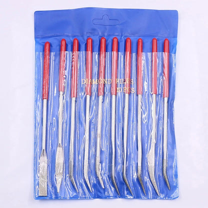 Set of 10 Diamond Files for Precision Shaping and Finishing