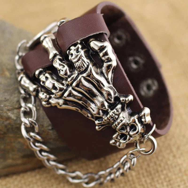 Skull Ghost Hand Link Chain Bracelet for Men Boys - Gothic Style