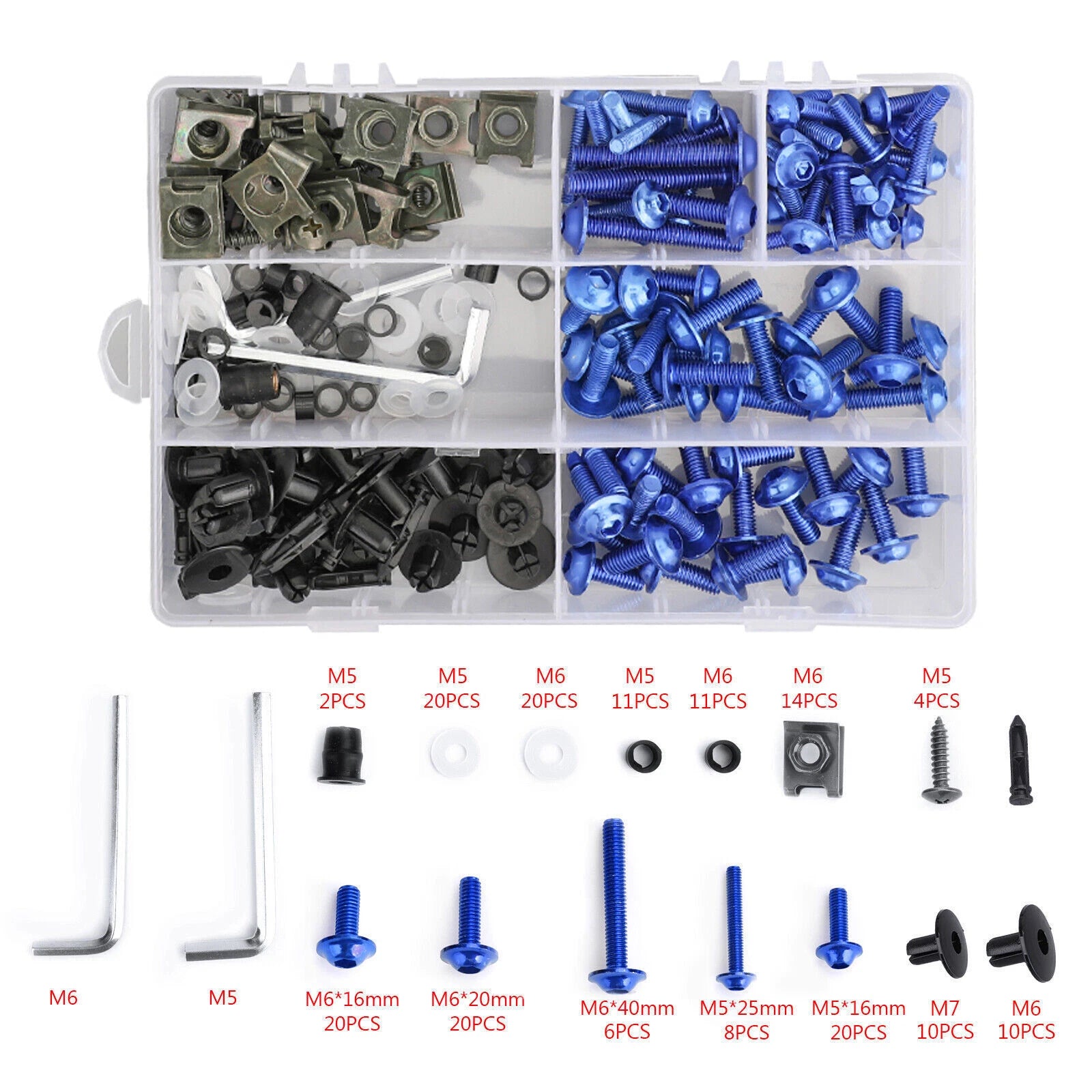 Set of 10 Blue Fairing Bolts Screws for Yamaha YZF R6 R1 R25 R125 R3 T-MAX (2000–2023)
