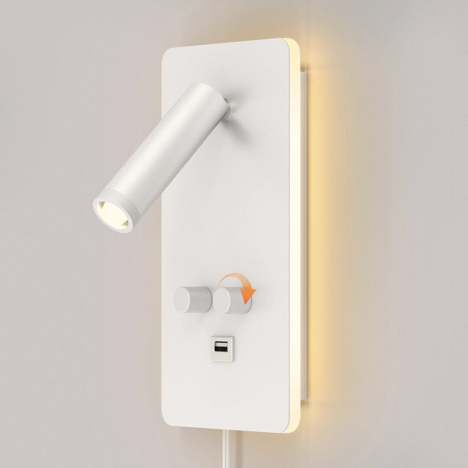 LED Wall Sconce Bedside Reading Light with USB Charge Port for